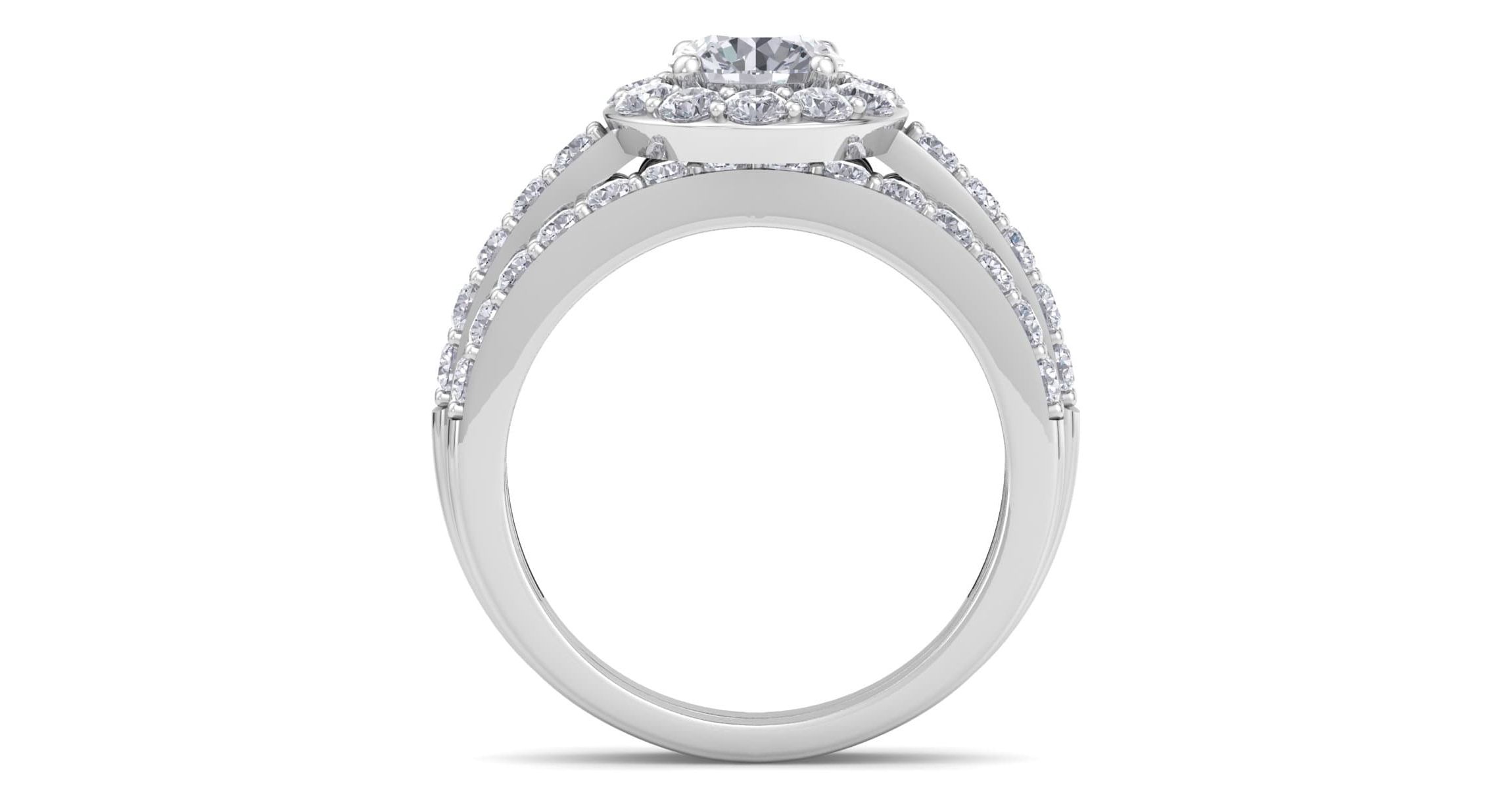Lab Created 2 Carat Halo Lab Grown Diamond Bridal Set In Sterling Silver