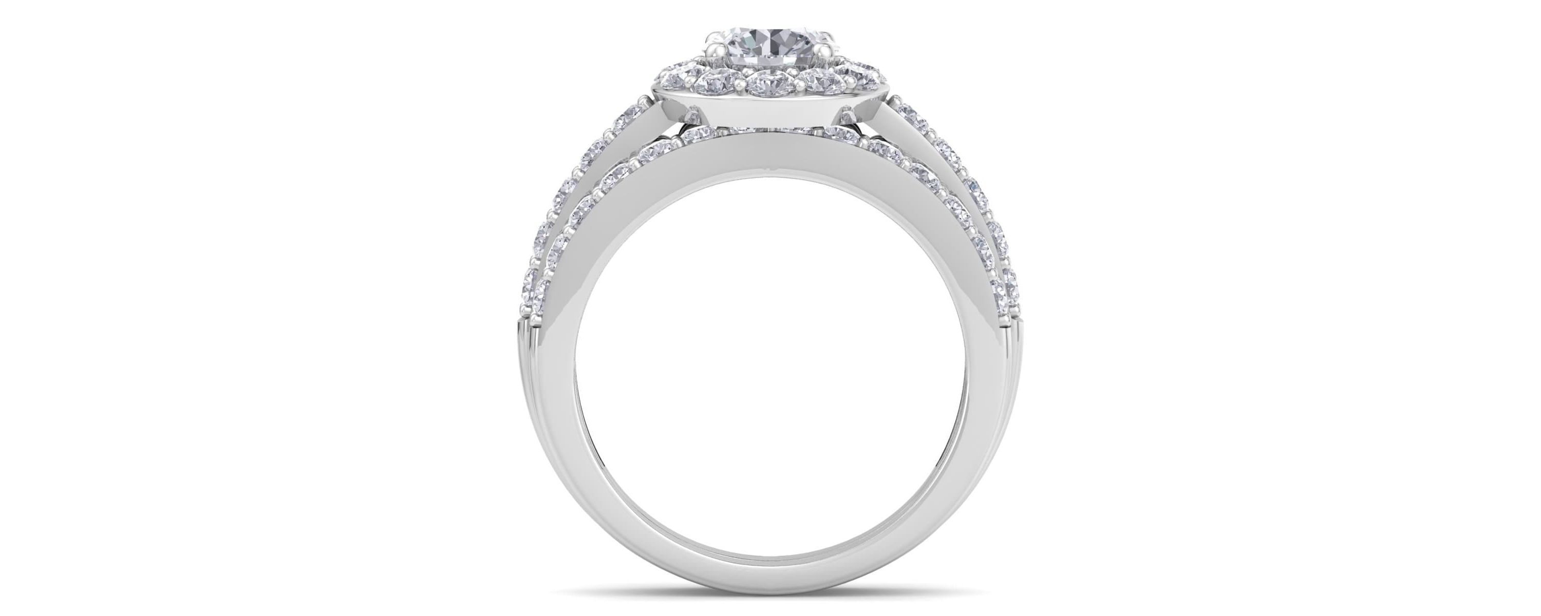 Lab Created 2 Carat Halo Lab Grown Diamond Bridal Set In Sterling Silver