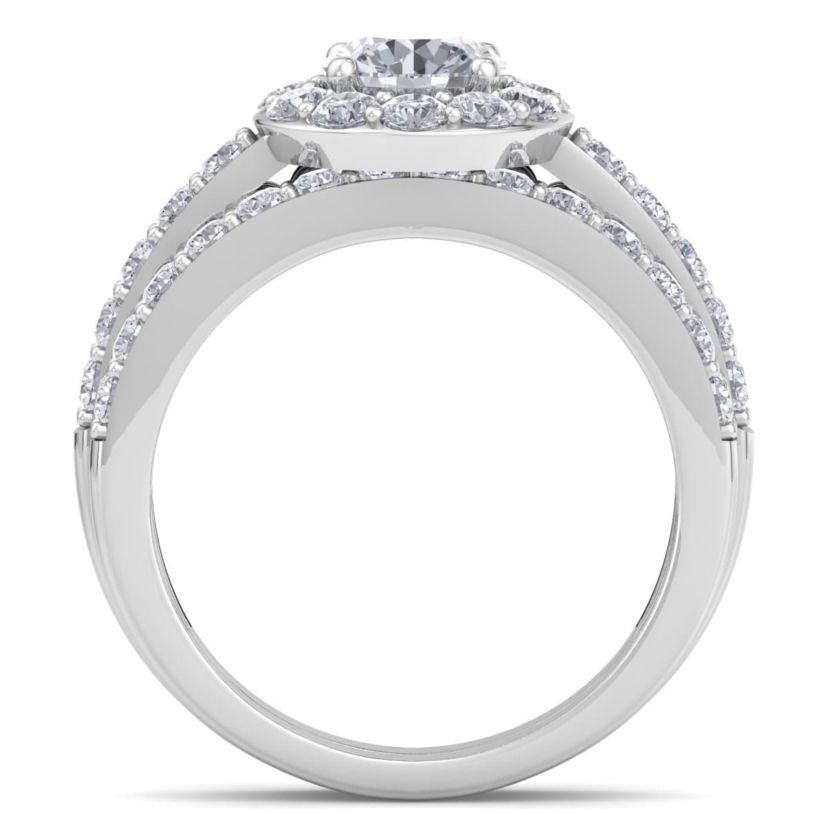 Lab Created 2 Carat Halo Lab Grown Diamond Bridal Set In Sterling Silver
