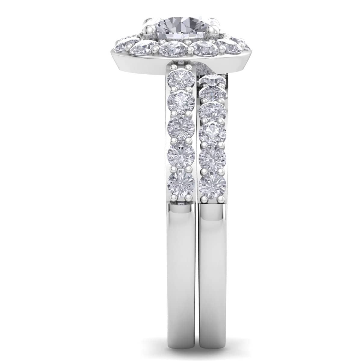 Lab Created 2 Carat Halo Lab Grown Diamond Bridal Set In Sterling Silver