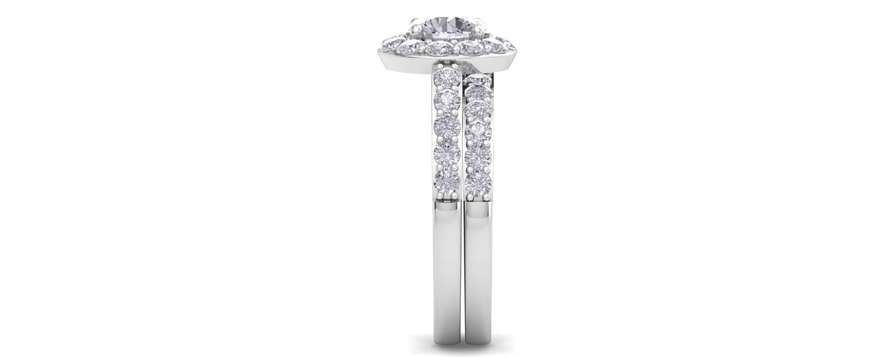 Lab Created 2 Carat Halo Lab Grown Diamond Bridal Set In Sterling Silver