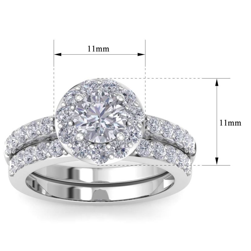 Lab Created 2 Carat Halo Lab Grown Diamond Bridal Set In Sterling Silver