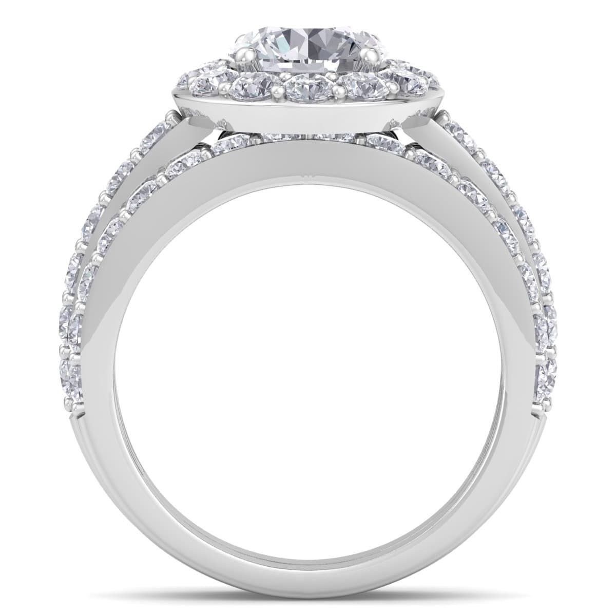 Lab Created 3 Carat Halo Lab Grown Diamond Bridal Set In Sterling Silver