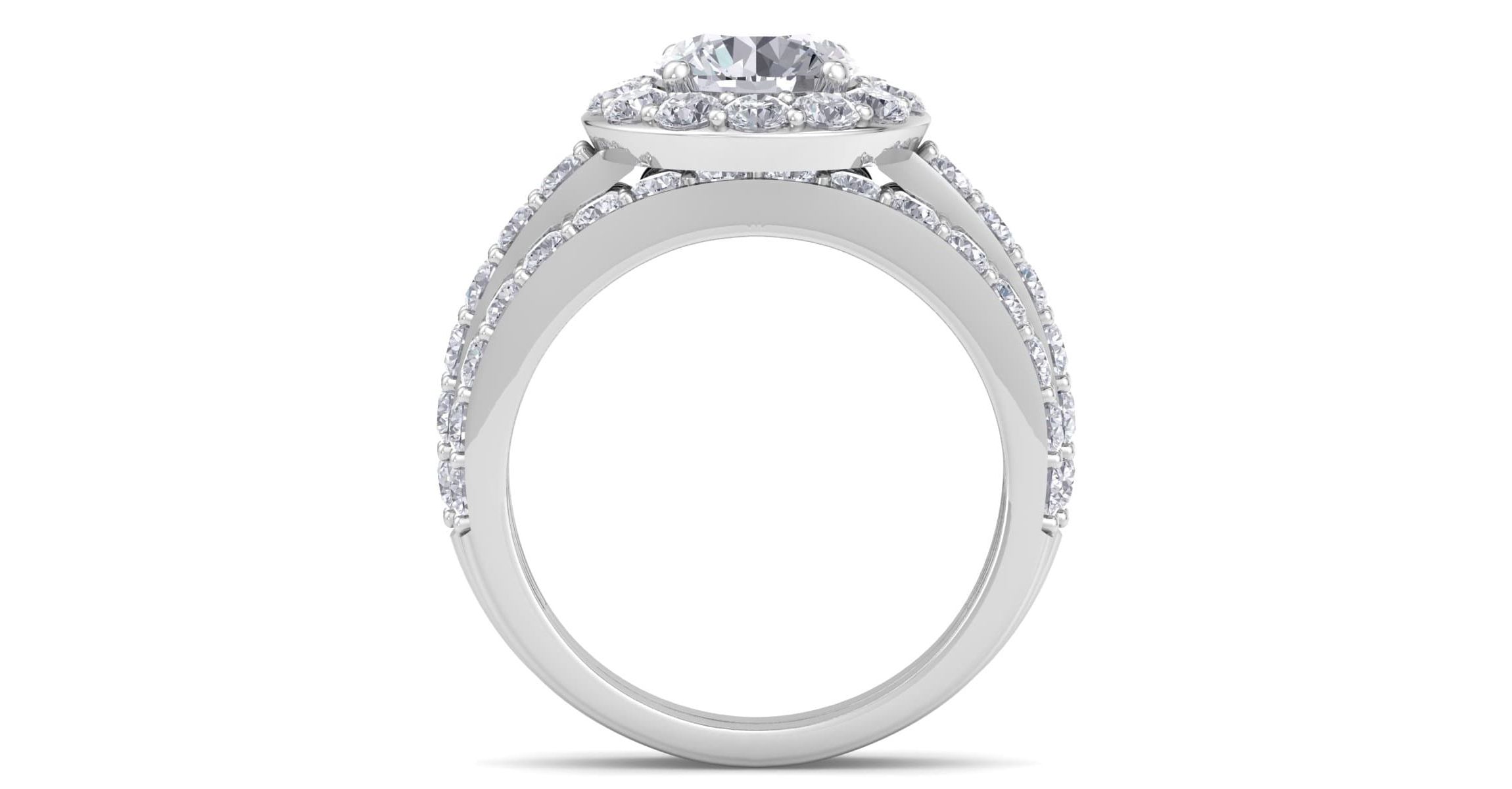 Lab Created 3 Carat Halo Lab Grown Diamond Bridal Set In Sterling Silver