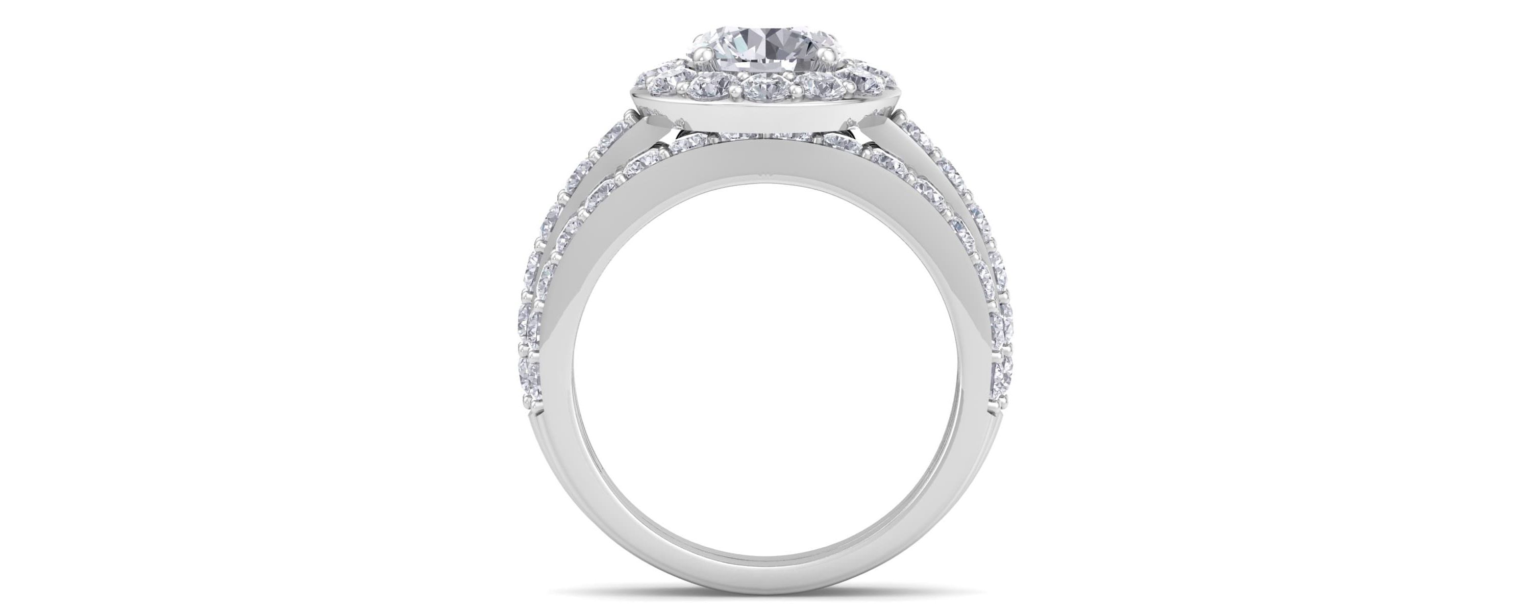 Lab Created 3 Carat Halo Lab Grown Diamond Bridal Set In Sterling Silver