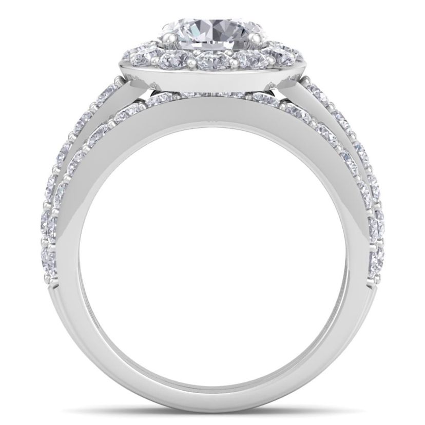 Lab Created 3 Carat Halo Lab Grown Diamond Bridal Set In Sterling Silver