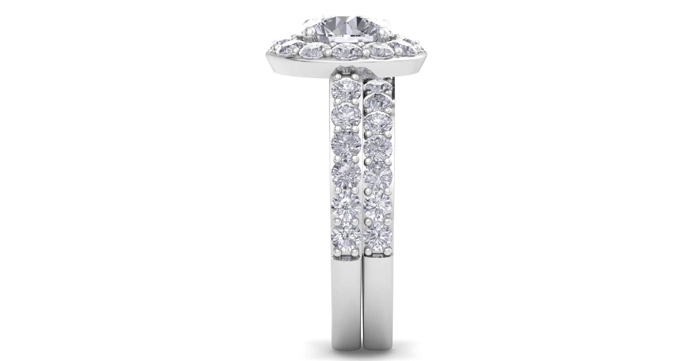 Lab Created 3 Carat Halo Lab Grown Diamond Bridal Set In Sterling Silver