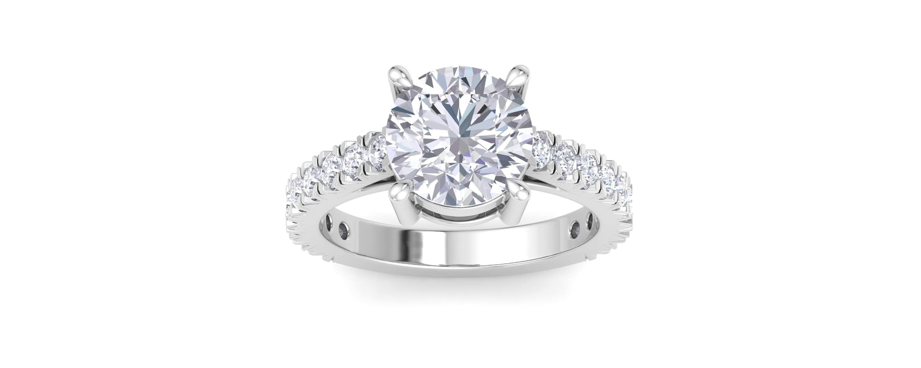 Lab Created 4 Carat Lab Grown Diamond Engagement Ring In Sterling Silver