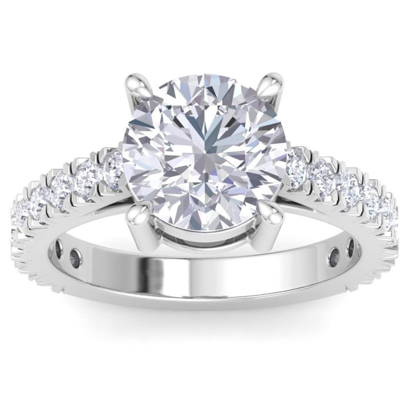 Lab Created 4 Carat Lab Grown Diamond Engagement Ring In Sterling Silver