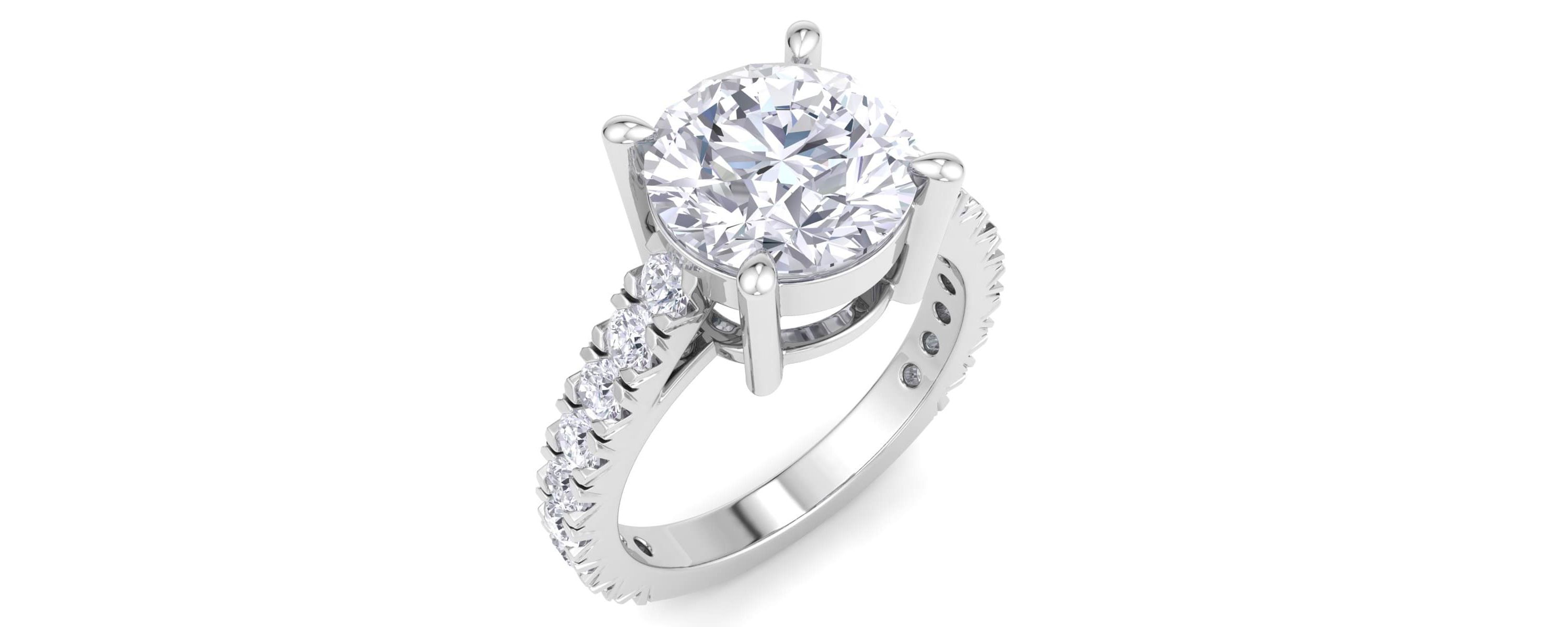 Lab Created 4 Carat Lab Grown Diamond Engagement Ring In Sterling Silver