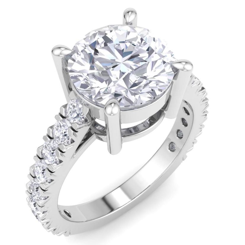 Lab Created 4 Carat Lab Grown Diamond Engagement Ring In Sterling Silver
