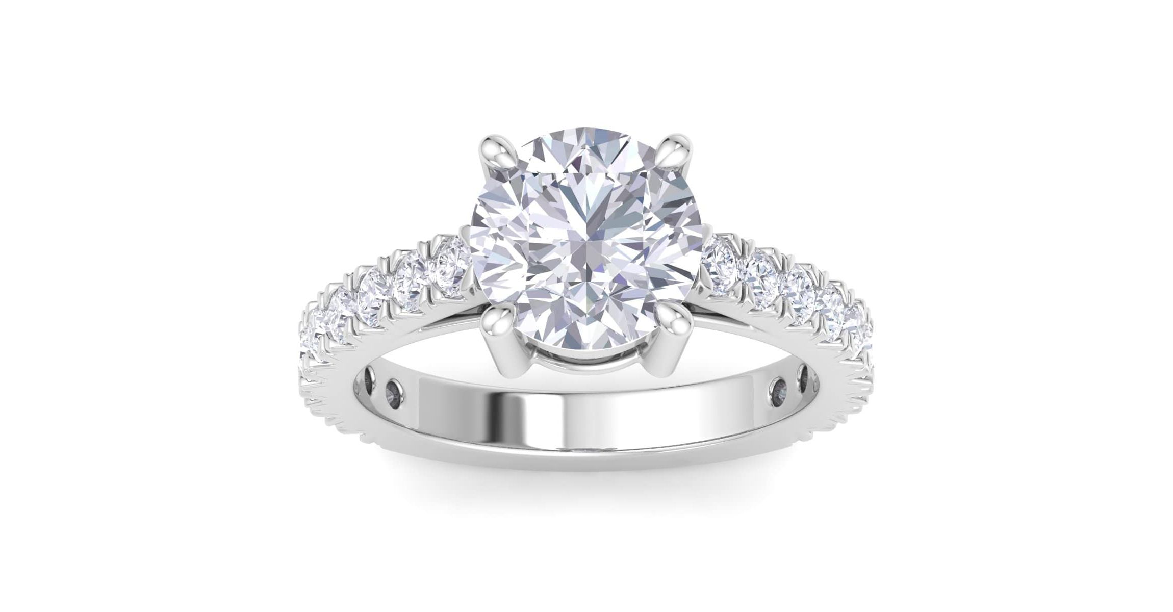 Lab Created 3 Carat Lab Grown Diamond Engagement Ring In Sterling Silver