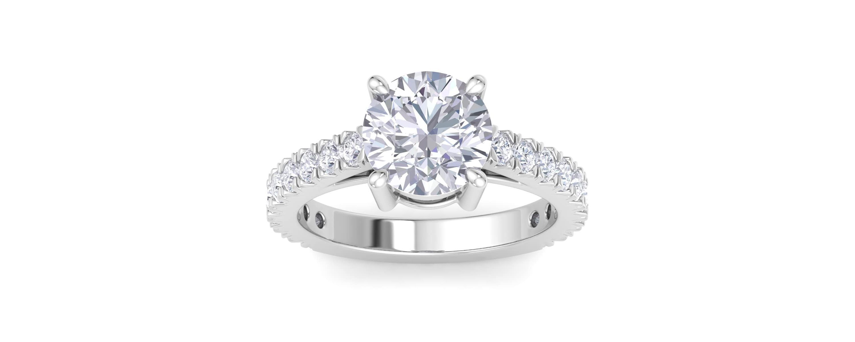 Lab Created 3 Carat Lab Grown Diamond Engagement Ring In Sterling Silver