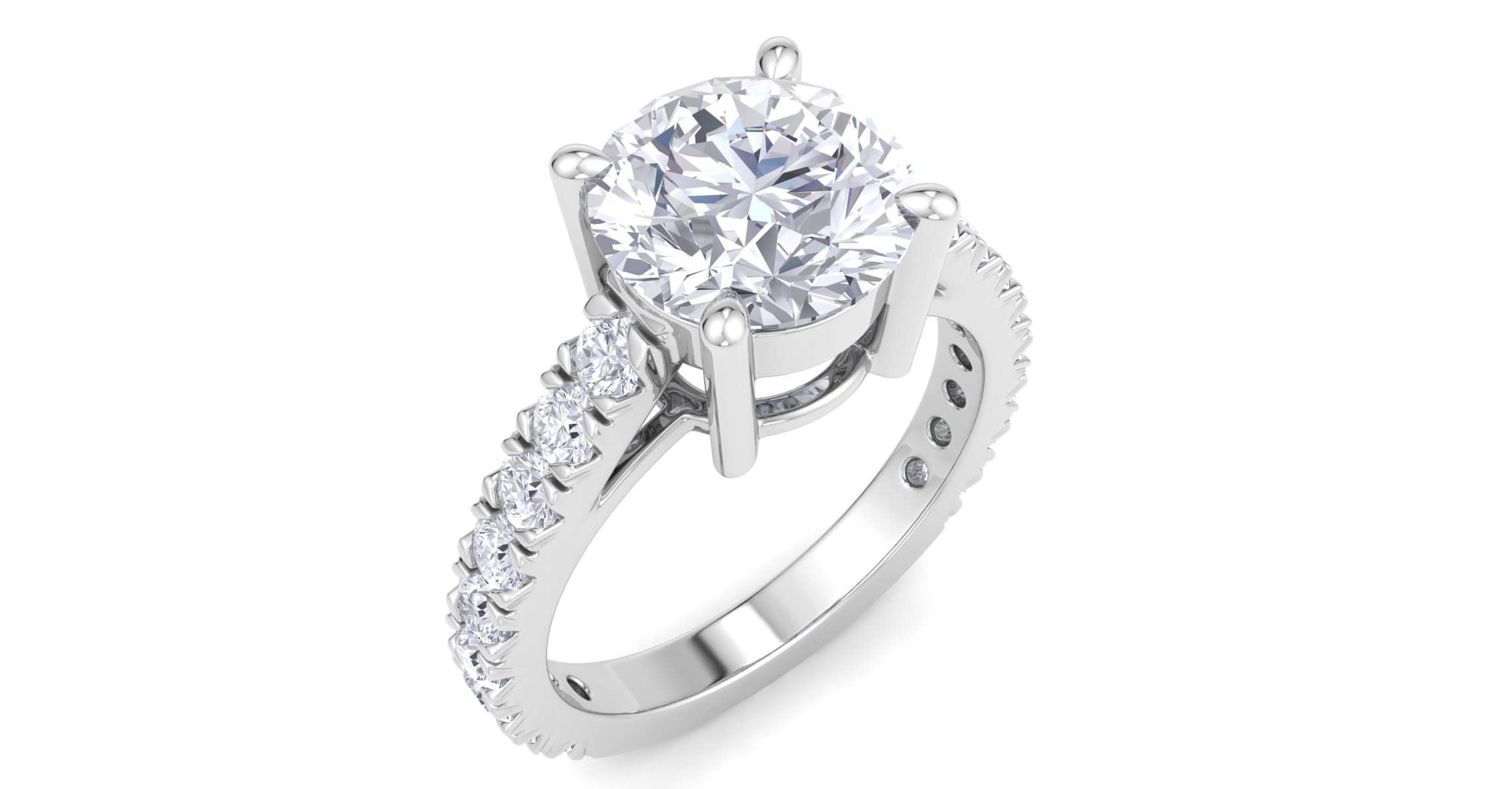 Lab Created 3 Carat Lab Grown Diamond Engagement Ring In Sterling Silver