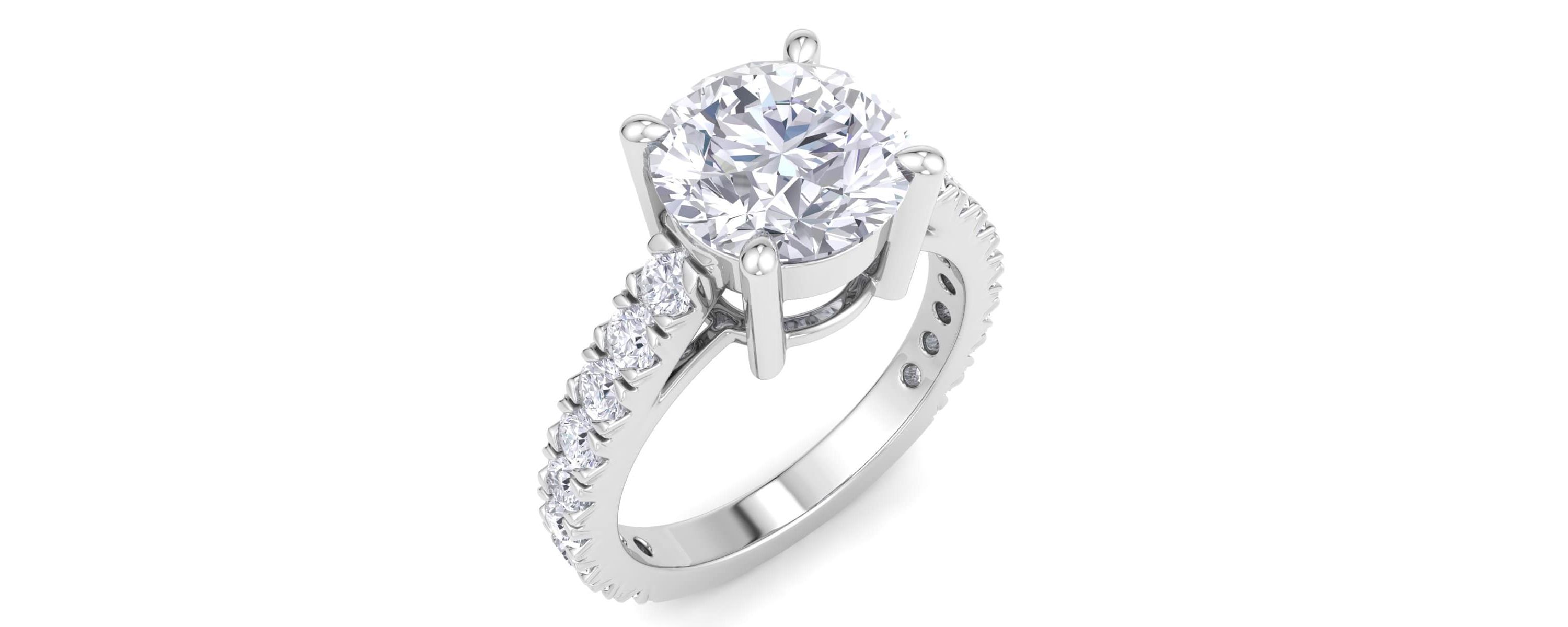 Lab Created 3 Carat Lab Grown Diamond Engagement Ring In Sterling Silver