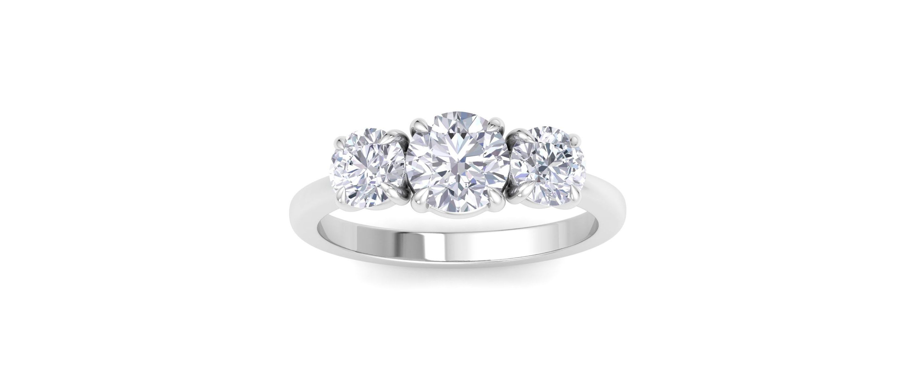 Lab Created 2 Carat Lab Grown Diamond Three Stone Engagement Ring In Sterling Silver