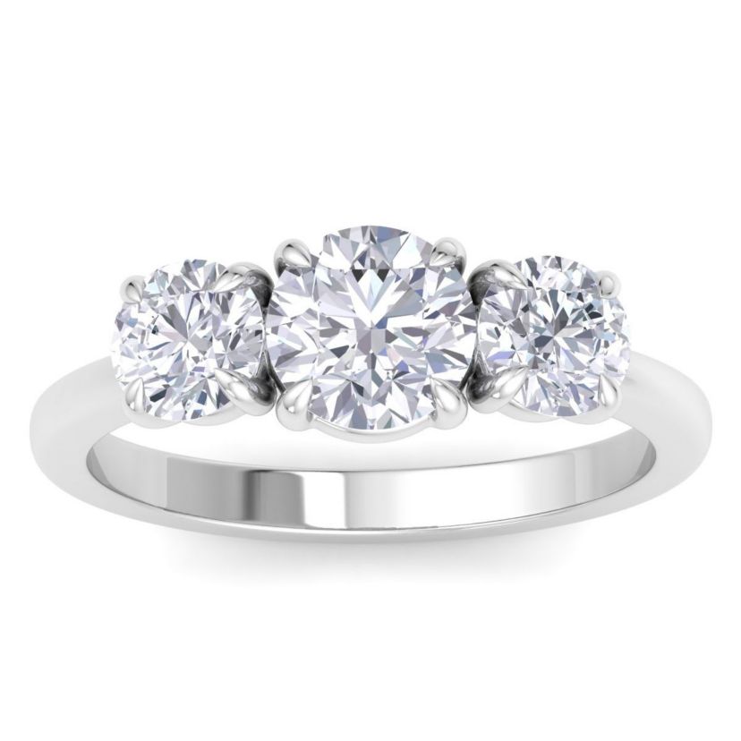 Lab Created 2 Carat Lab Grown Diamond Three Stone Engagement Ring In Sterling Silver