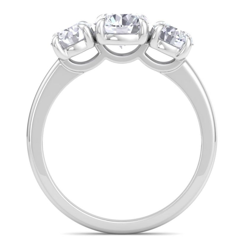Lab Created 2 Carat Lab Grown Diamond Three Stone Engagement Ring In Sterling Silver