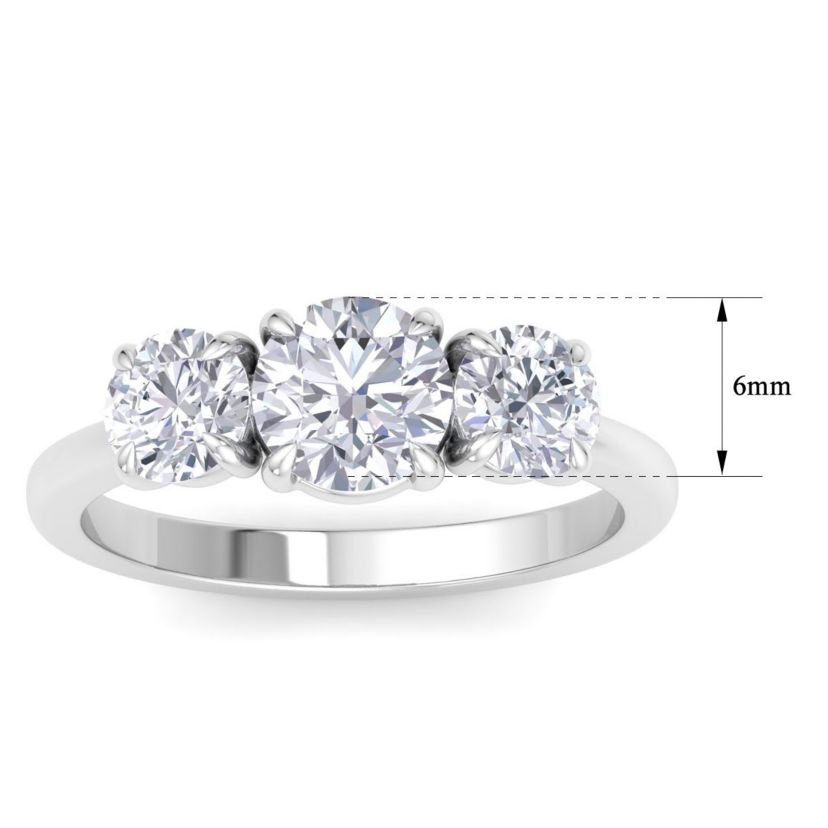 Lab Created 2 Carat Lab Grown Diamond Three Stone Engagement Ring In Sterling Silver