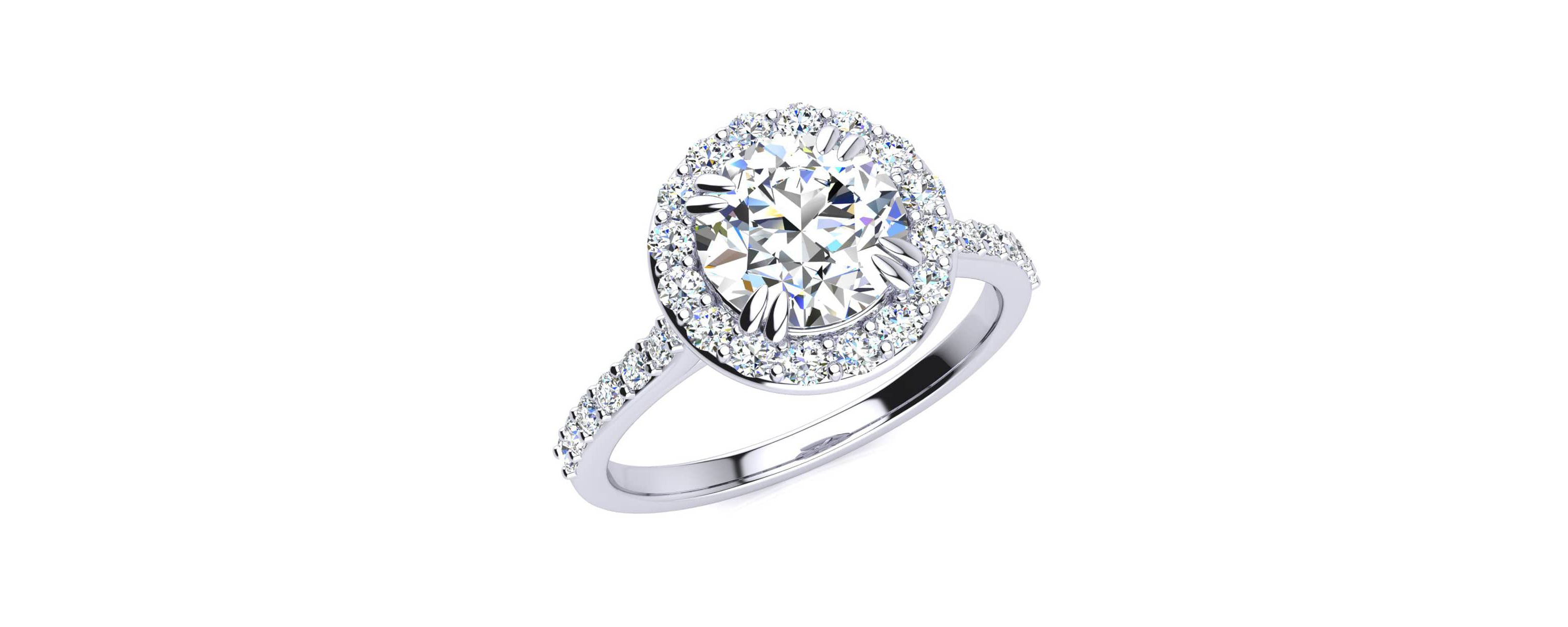 Lab Created 2 Carat Halo Lab Grown Diamond Engagement Ring In Sterling Silver