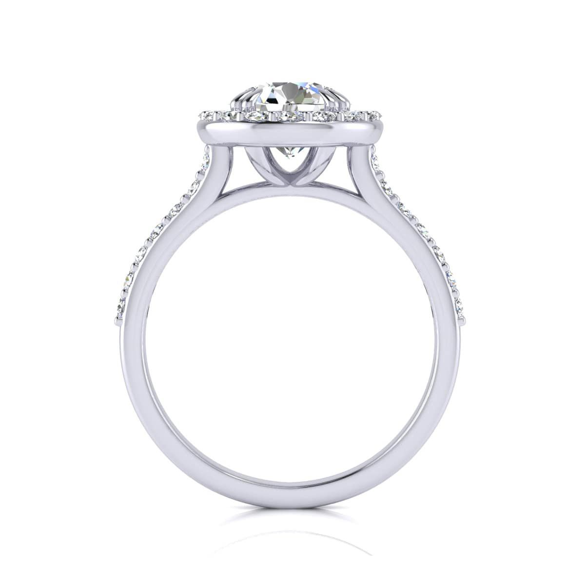 Lab Created 2 Carat Halo Lab Grown Diamond Engagement Ring In Sterling Silver