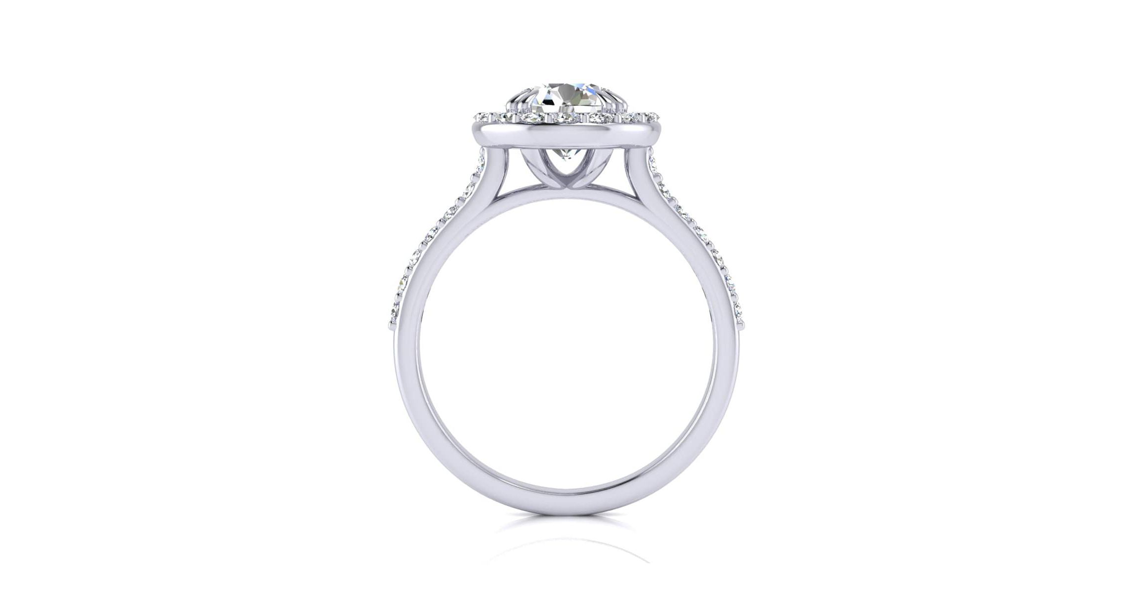 Lab Created 2 Carat Halo Lab Grown Diamond Engagement Ring In Sterling Silver