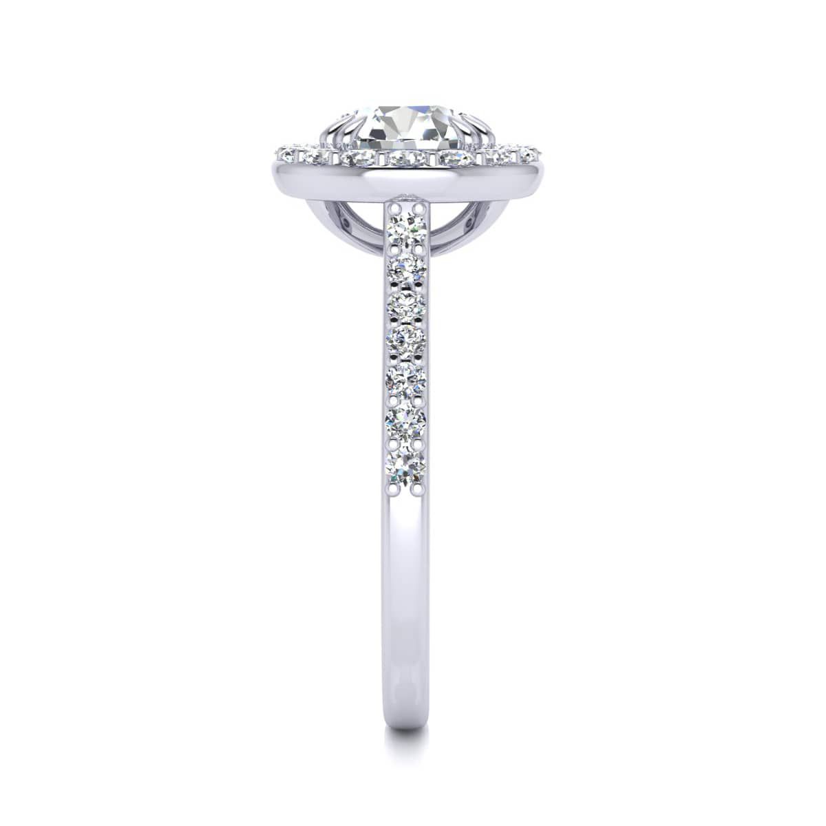 Lab Created 2 Carat Halo Lab Grown Diamond Engagement Ring In Sterling Silver