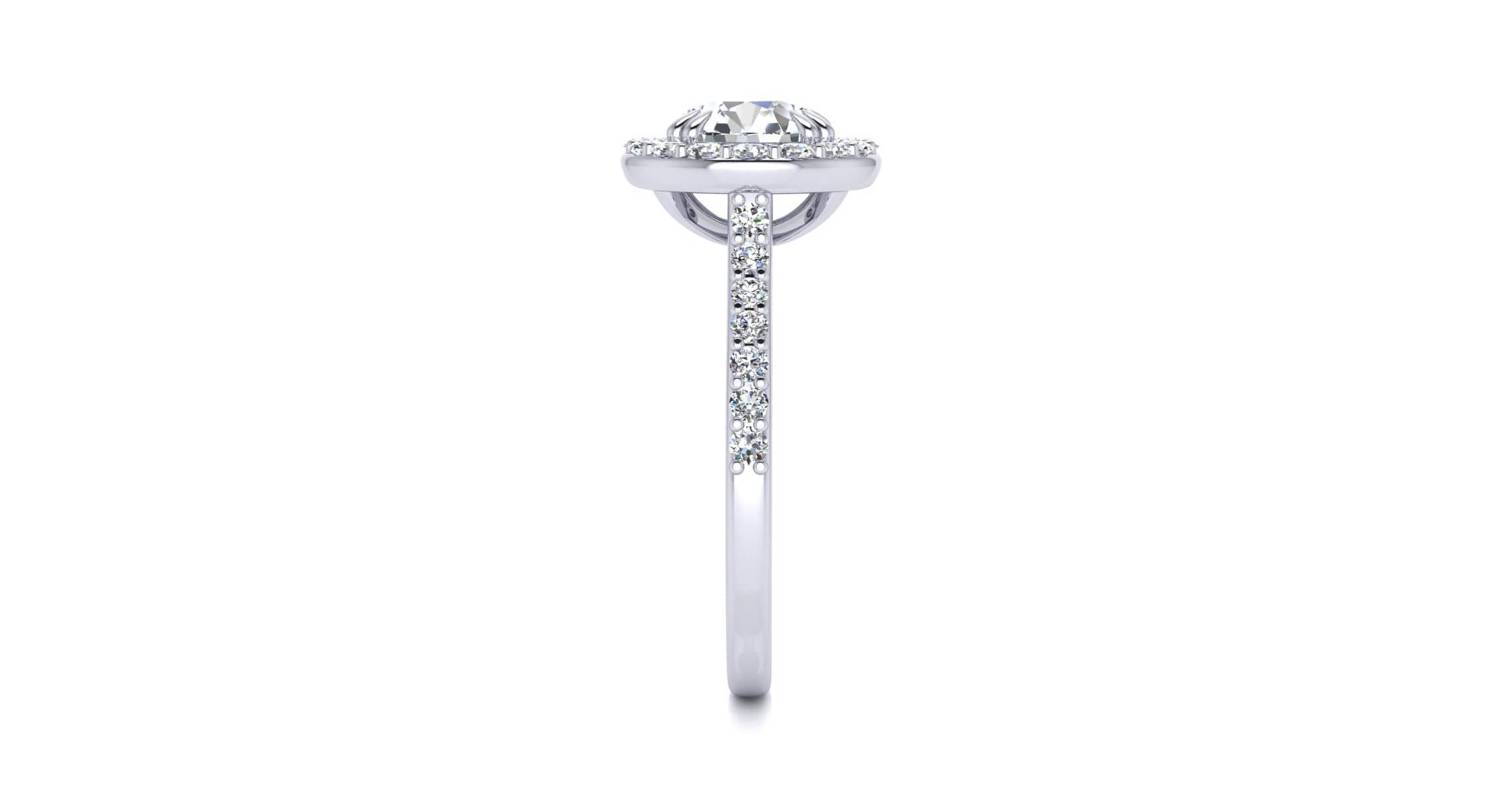 Lab Created 2 Carat Halo Lab Grown Diamond Engagement Ring In Sterling Silver