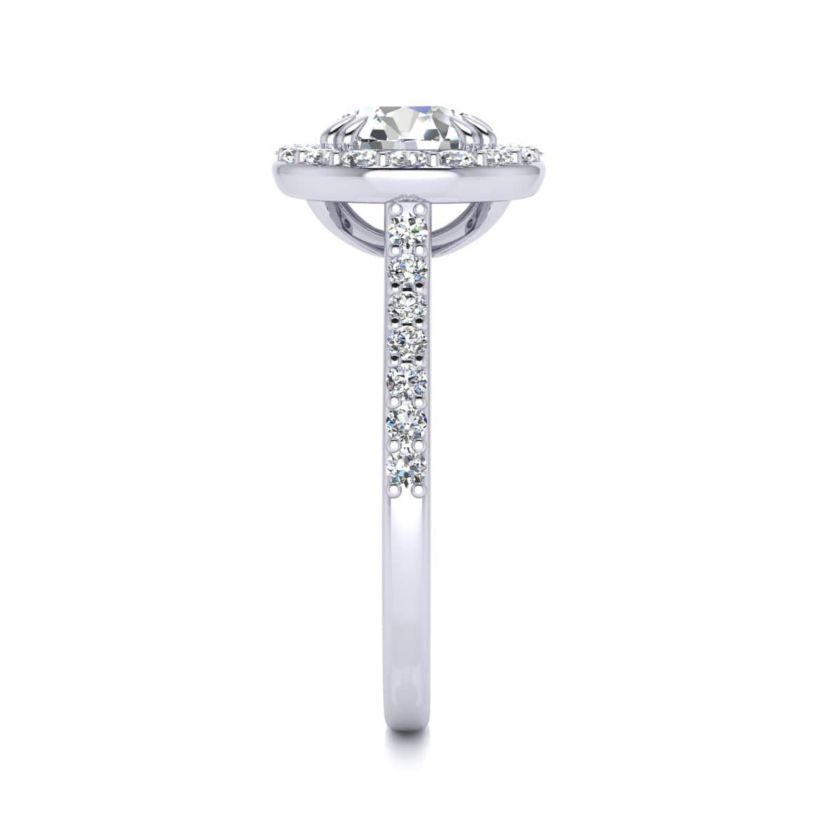 Lab Created 2 Carat Halo Lab Grown Diamond Engagement Ring In Sterling Silver