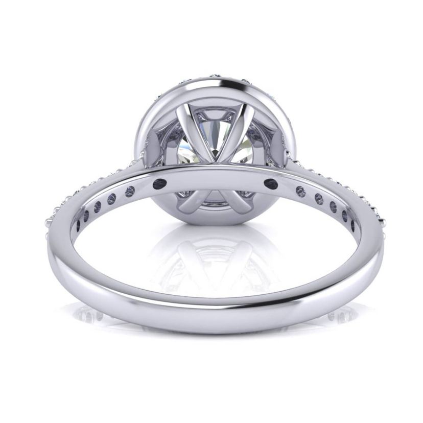 Lab Created 2 Carat Halo Lab Grown Diamond Engagement Ring In Sterling Silver