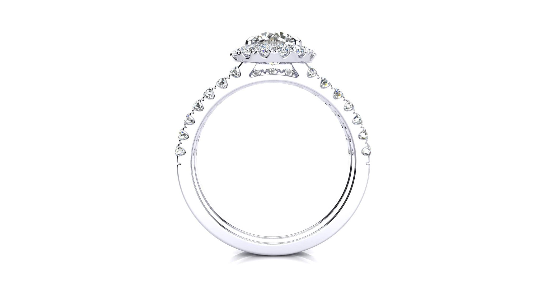 Lab Created 2 Carat Halo Lab Grown Diamond Bridal Set In Sterling Silver