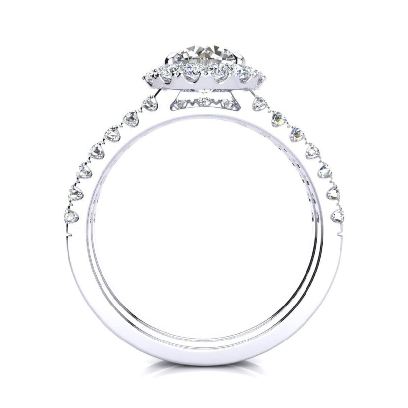 Lab Created 2 Carat Halo Lab Grown Diamond Bridal Set In Sterling Silver