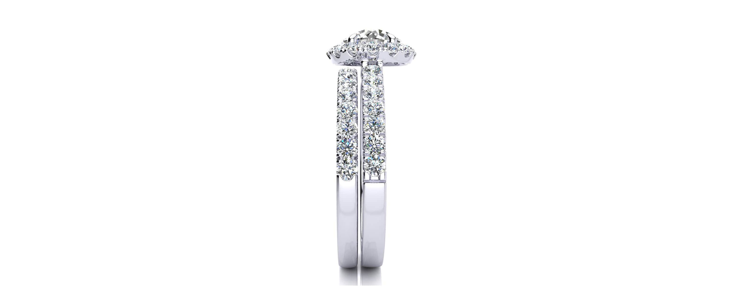 Lab Created 2 Carat Halo Lab Grown Diamond Bridal Set In Sterling Silver