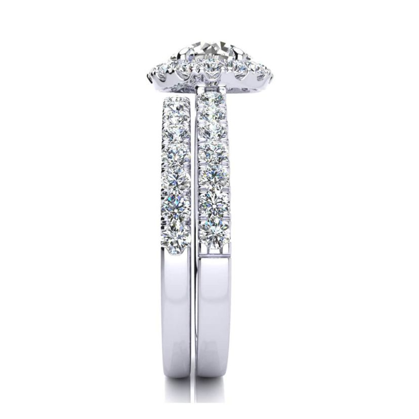 Lab Created 2 Carat Halo Lab Grown Diamond Bridal Set In Sterling Silver