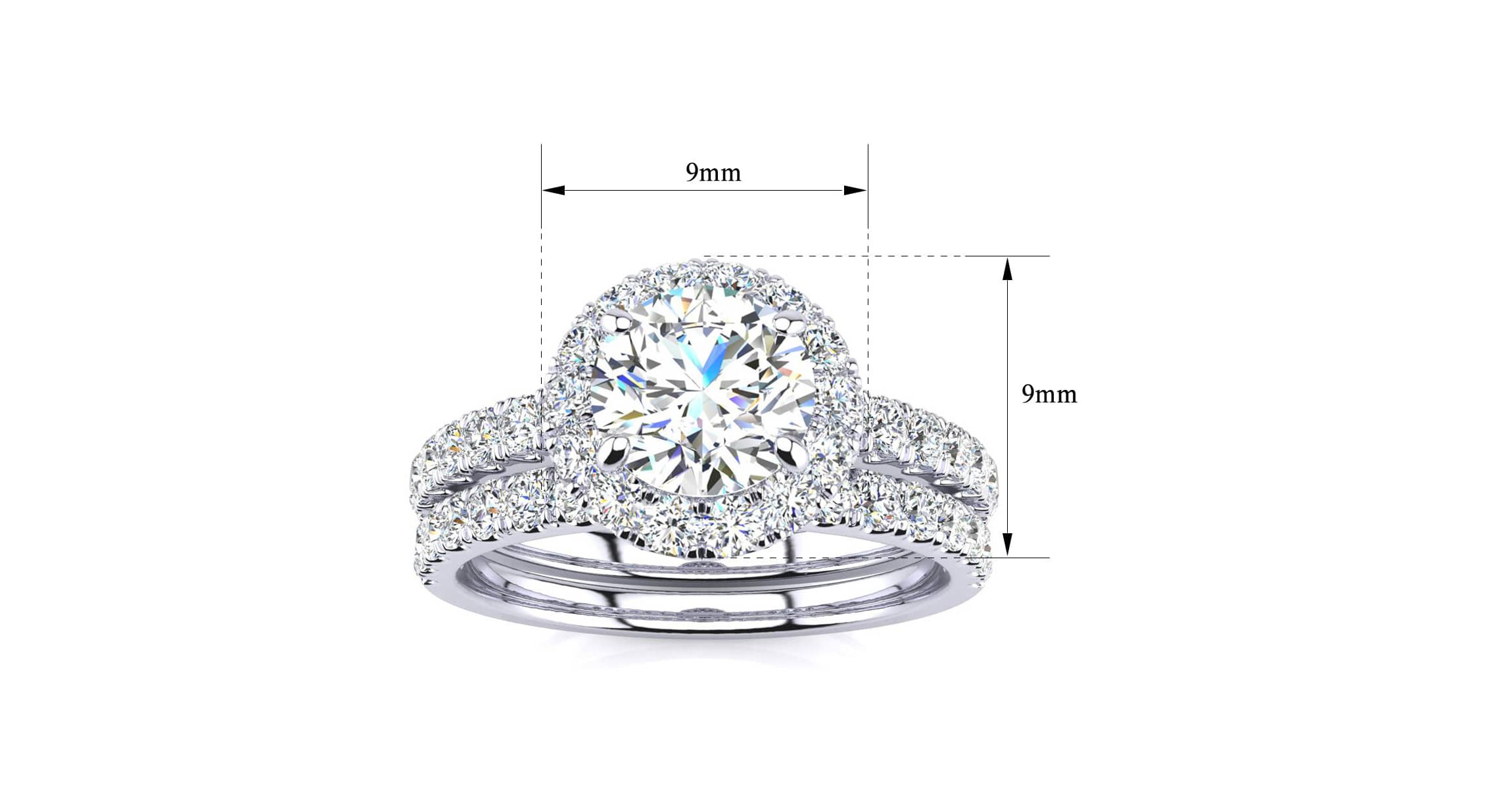 Lab Created 2 Carat Halo Lab Grown Diamond Bridal Set In Sterling Silver