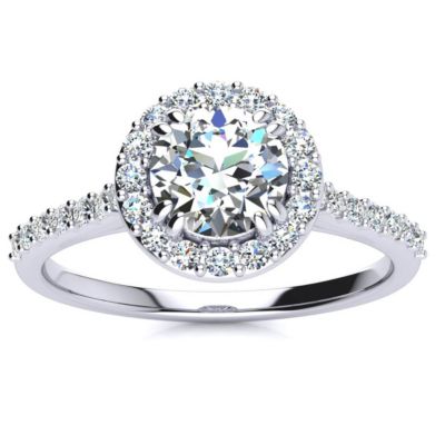 Belk & Co Lab Created 1 Carat Halo Lab Grown Diamond Engagement Ring In Sterling Silver, 7
