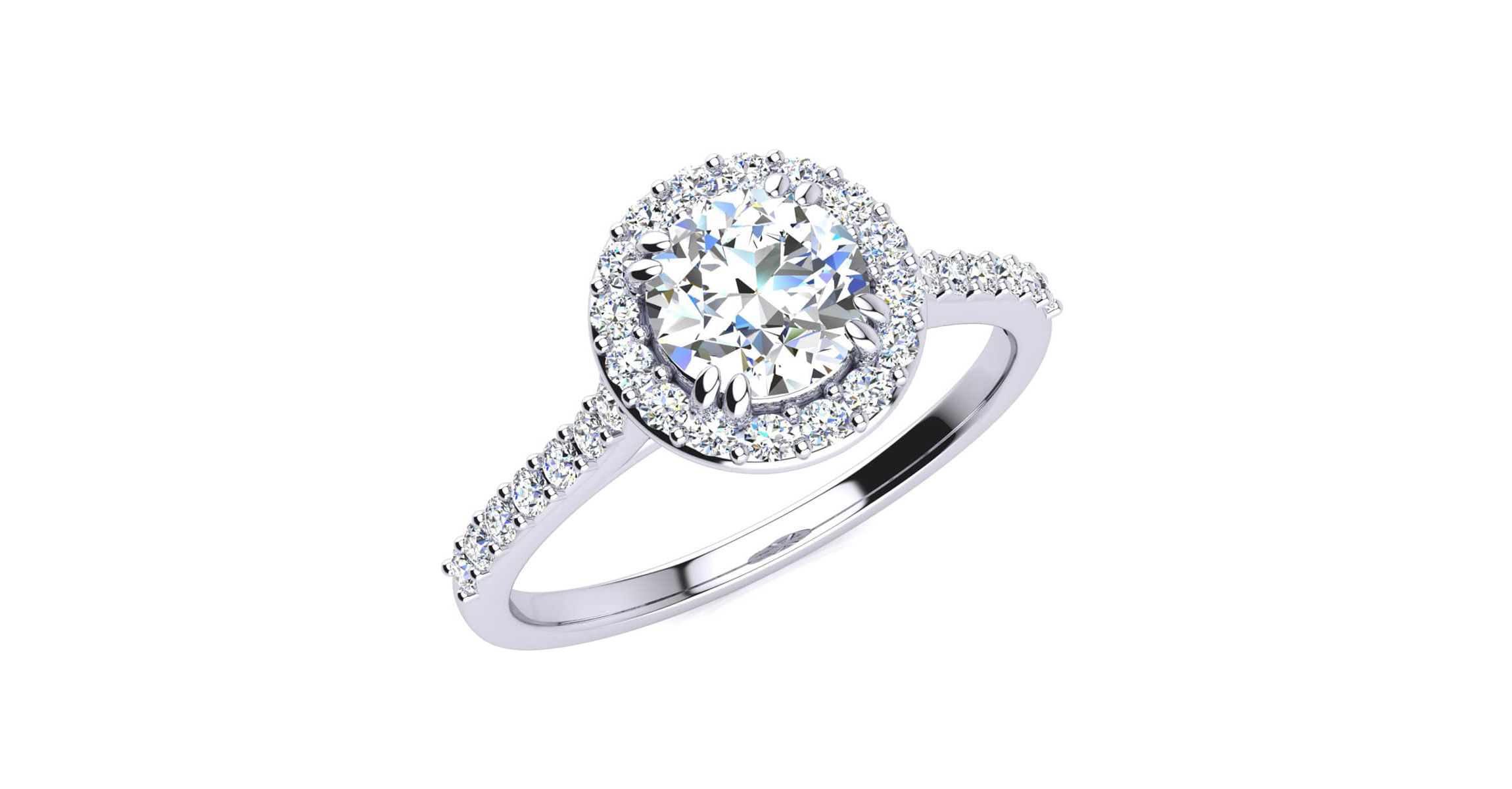 Lab Created 1 Carat Halo Lab Grown Diamond Engagement Ring In Sterling Silver