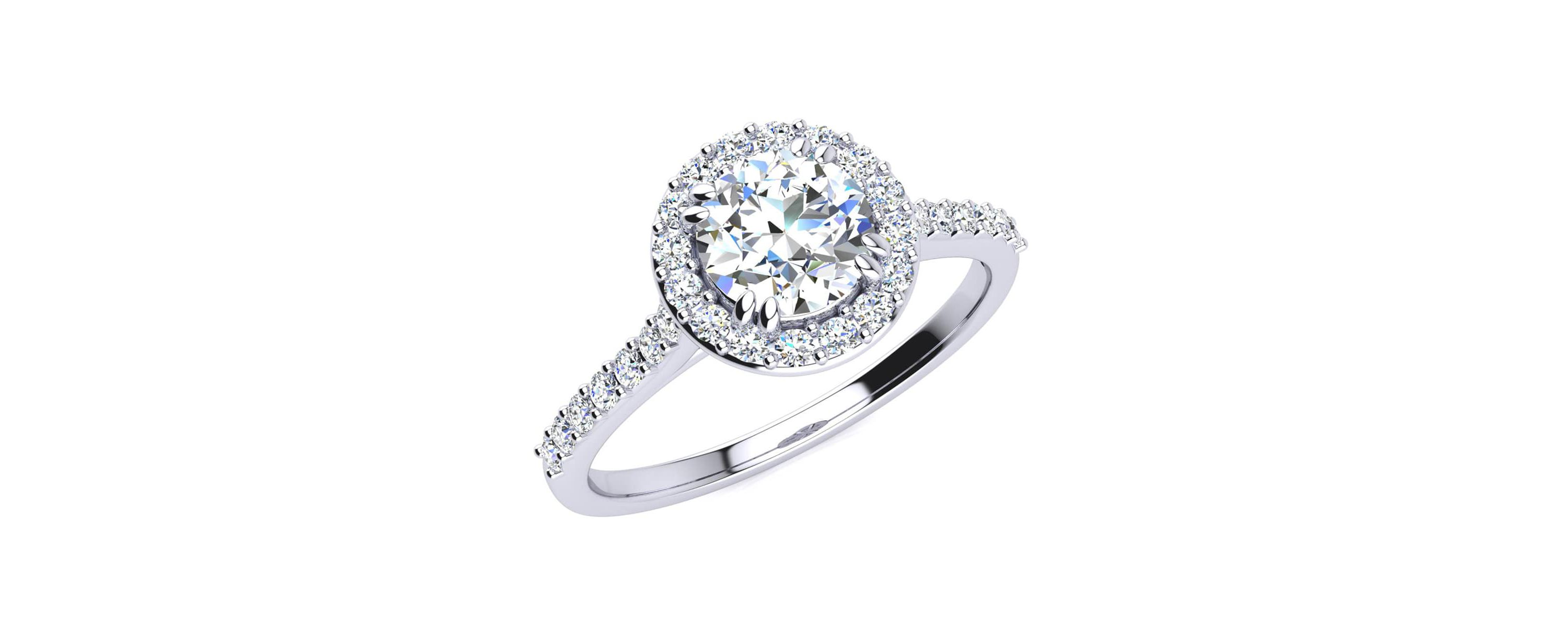 Lab Created 1 Carat Halo Lab Grown Diamond Engagement Ring In Sterling Silver
