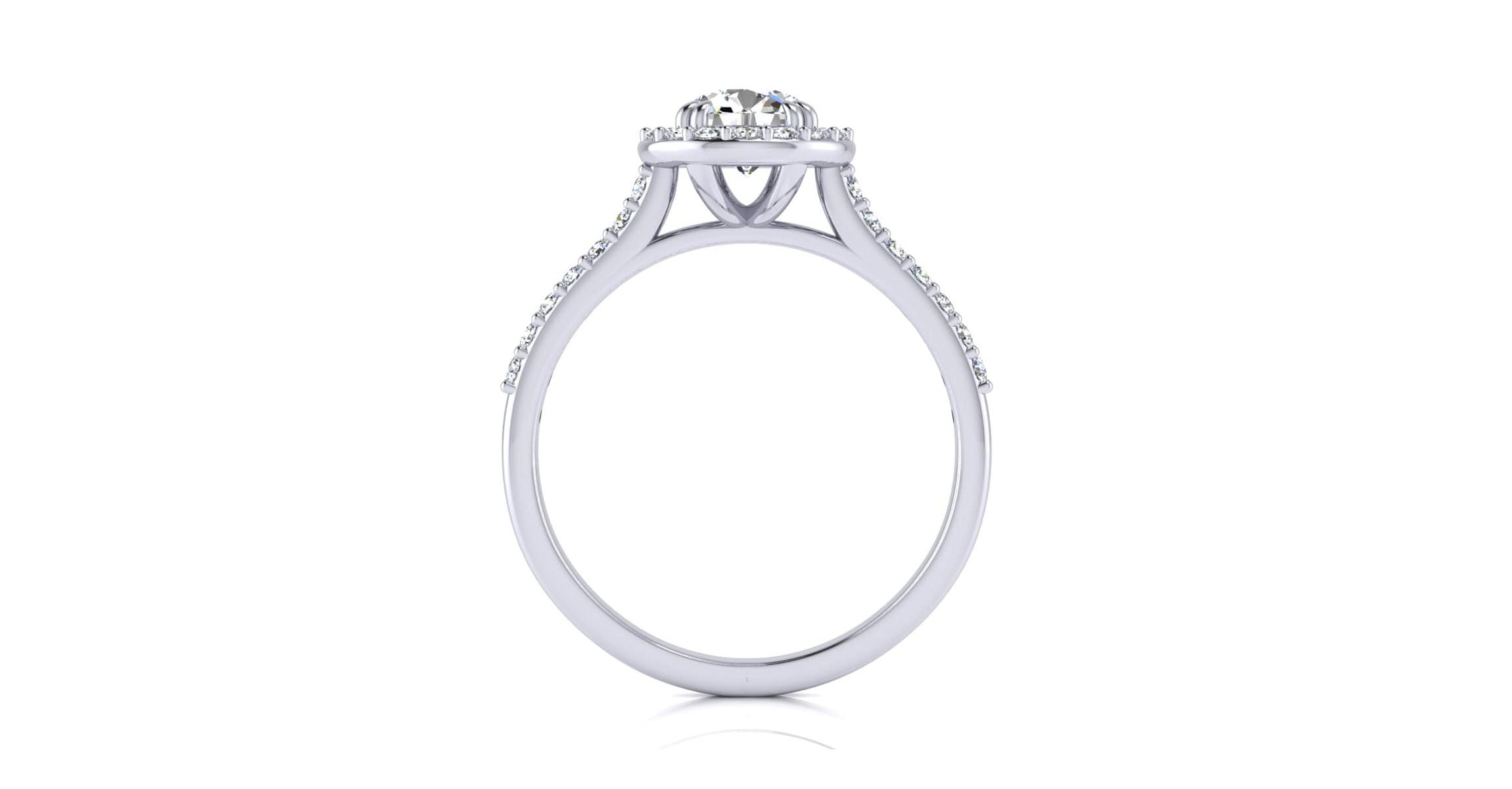 Lab Created 1 Carat Halo Lab Grown Diamond Engagement Ring In Sterling Silver