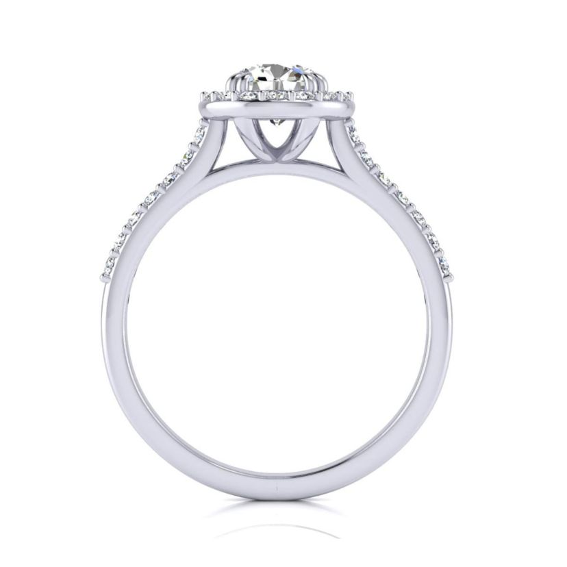 Lab Created 1 Carat Halo Lab Grown Diamond Engagement Ring In Sterling Silver