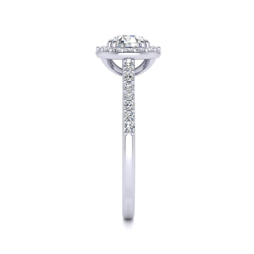 Lab Created 1 Carat Halo Lab Grown Diamond Engagement Ring In Sterling Silver