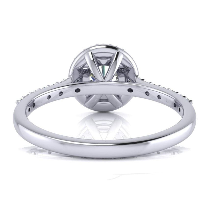 Lab Created 1 Carat Halo Lab Grown Diamond Engagement Ring In Sterling Silver