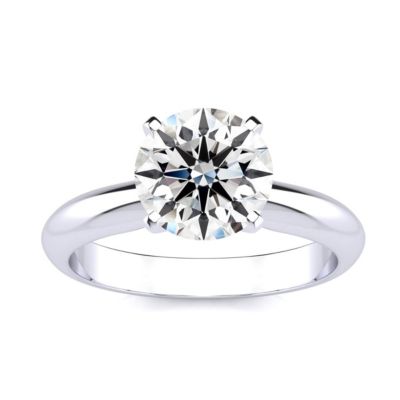 Belk & Co Lab Created 2 Carat Round Shape Lab Grown Diamond Solitaire Ring In Sterling Silver