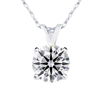 Belk & Co Lab Created 1 Carat Round Shape Lab Grown Diamond Solitaire Necklace Available In Sterling Silver and Yellow Gold