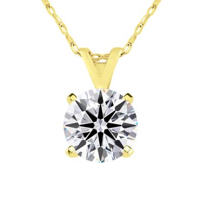 Belk & Co Lab Created 1 Carat Round Shape Lab Grown Diamond Solitaire Necklace Available In Sterling Silver and Yellow Gold