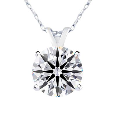 Belk & Co Lab Created 2 Carat Round Shape Lab Grown Diamond Solitaire Necklace Available In Sterling Silver and Yellow Gold