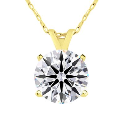 Belk & Co Lab Created 2 Carat Round Shape Lab Grown Diamond Solitaire Necklace Available In Sterling Silver and Yellow Gold