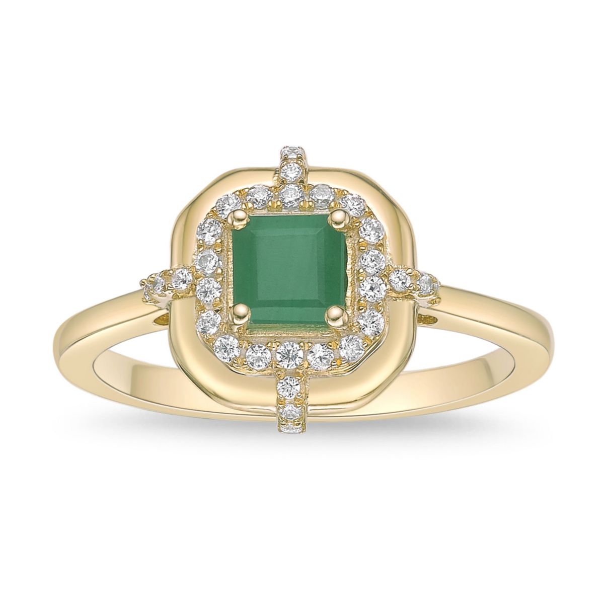 Gemminded 10K Gold Emerald and 1/5 ct. t.w. Diamond Ring | Belk