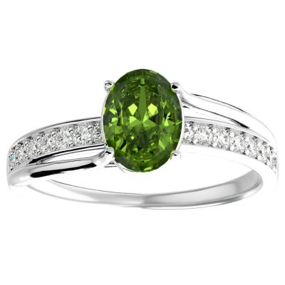 Belk & Co Lab Created 1 1/2 Carat Oval Shape Gemstone and Diamond Ring In Sterling Silver, 7
