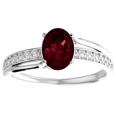 Belk & Co Lab Created 1 1/2 Carat Oval Shape Gemstone and Diamond Ring In Sterling Silver, 6